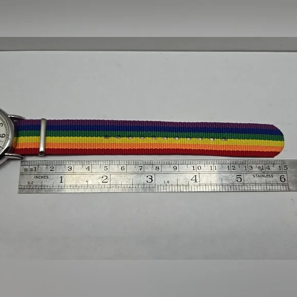Timex Watch Unisex 38mm Weekender Rainbow Band Silver Tone New Battery - Picture 7 of 10